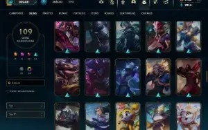 Bronze 3 com TODOS os champs e 109 Skins (Mais de 100 Jogos)