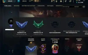 Diamante 3 com TODOS os champs e 227 Skins + 10 Vitoriosas