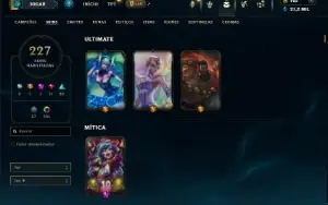Diamante 3 com TODOS os champs e 227 Skins + 10 Vitoriosas