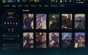 Diamante 3 com TODOS os champs e 227 Skins + 10 Vitoriosas