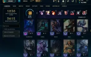 Diamante 3 com TODOS os champs e 227 Skins + 10 Vitoriosas