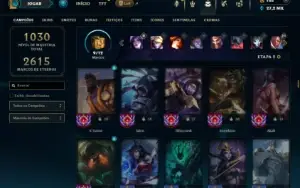 Diamante 3 com TODOS os champs e 227 Skins + 10 Vitoriosas