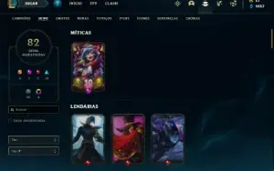 Conta ouro 2 com 110 Champs e 82 Skins + 7 Vitoriosas
