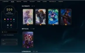 CONTA OURO 2, 229 SKINS, 23 CHROMAS, FULL CHAMPS