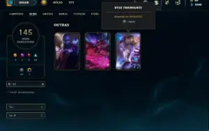 Conta ouro 3 com 135 Champs e 145 Skins + 1 Rara (MAIN ADC)