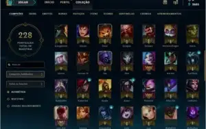 Conta com  26 skins 104 Champs e vários emotes