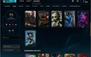 Conta com  26 skins 104 Champs e vários emotes