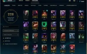 Conta com  26 skins 104 Champs e vários emotes
