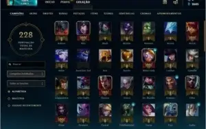 Conta com  26 skins 104 Champs e vários emotes