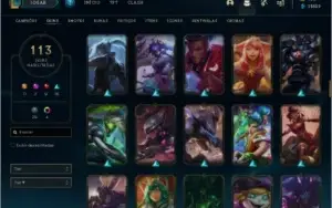 Conta main Lee Sin ouro 2 com borda de platina, 113 skins