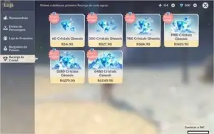 Genshin AR56 11 personagens 5*,  4 Arma 5* e todos 4*
