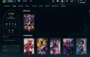 Ouro 4 com TODOS os champs e 179 Skins + 6 Vitoriosas