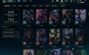 Ouro 4 com TODOS os champs e 179 Skins + 6 Vitoriosas