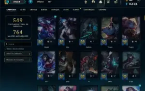 Ouro 4 com TODOS os champs e 179 Skins + 6 Vitoriosas