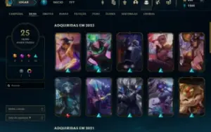 LoL - Esmeralda 4,55 Champions, 25 Skins (2 Vitoriosas) + RP