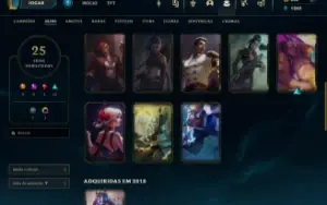 LoL - Esmeralda 4,55 Champions, 25 Skins (2 Vitoriosas) + RP