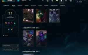 LoL - Esmeralda 4,55 Champions, 25 Skins (2 Vitoriosas) + RP