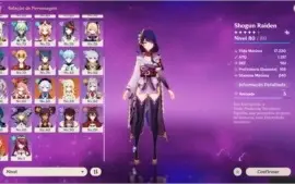 9 personagens 5 star, AR 55 (Baal, Xiao, Eula, Ganyu, Hutao)