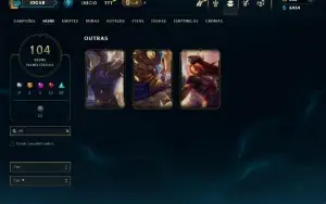Bronze 4 com TODOS os champs e 104 Skins ( JG / MID / ADC )