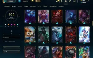 Bronze 4 com TODOS os champs e 104 Skins ( JG / MID / ADC )