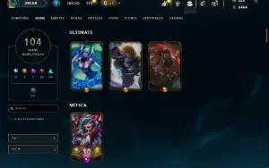Bronze 4 com TODOS os champs e 104 Skins ( JG / MID / ADC )