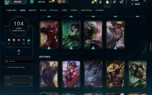 Bronze 4 com TODOS os champs e 104 Skins ( JG / MID / ADC )