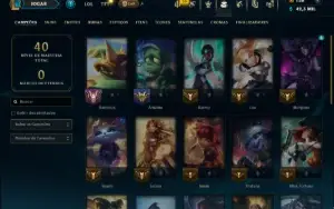 Mestre com 30 Champs e 6 Skins