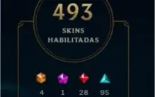 Conta League of Legends LoL 493 Skins