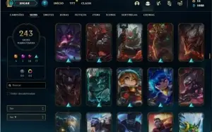 Conta bronze 2 com TODOS os champs e 243 Skins + 65 Cromas