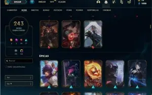 Conta bronze 2 com TODOS os champs e 243 Skins + 65 Cromas