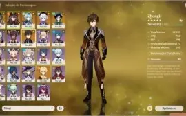 Conta AR55 F2P com: Venti, Zhongli, Xiao, Hutao + 4 Armas 5*