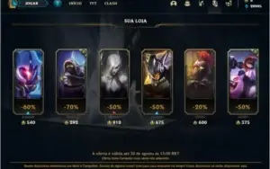 Conta ouro 3 com 5 skins e 24 champs (30k de EA)