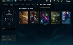 Conta ouro 3 com 5 skins e 24 champs (30k de EA)