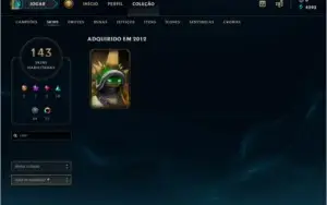 Conta com 143 skin incluindo Rammus Rei e Kayle Juiza.