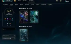 Conta com 143 skin incluindo Rammus Rei e Kayle Juiza.