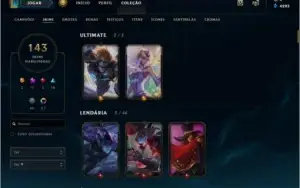 Conta com 143 skin incluindo Rammus Rei e Kayle Juiza.