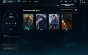Conta prata 1 com 4 skins e 34 champs