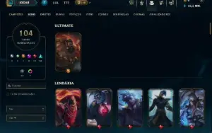 Ouro 4 com TODOS os Champs e 104 Skins ( JG / TOP )