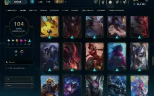 Ouro 4 com TODOS os Champs e 104 Skins ( JG / TOP )