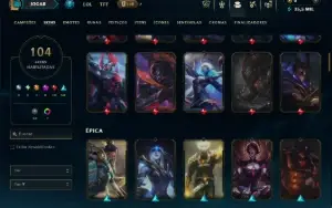 Ouro 4 com TODOS os Champs e 104 Skins ( JG / TOP )