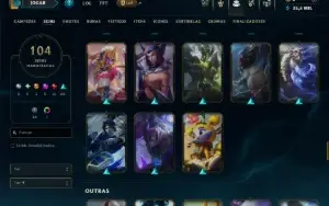 Ouro 4 com TODOS os Champs e 104 Skins ( JG / TOP )