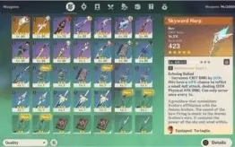 AR40 Diluc, Tartaglia, Skyward Harp, Aquila Favonia+5k Primo