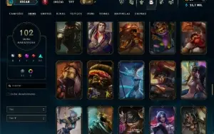 Bronze 3 com TODOS os champs e 102 Skins (Mais de 100 Jogos)