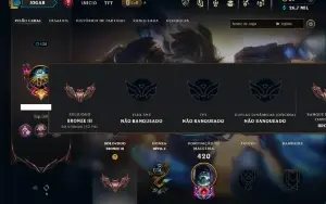 Bronze 3 com TODOS os champs e 102 Skins (Mais de 100 Jogos)