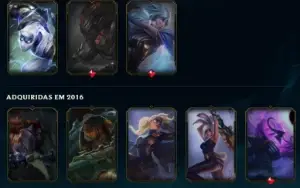 Conta LoL Ouro 4 SoloQ 73 Skins 10 Skins Lendárias + 22 Mtcs
