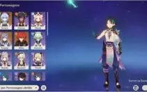 Conta com Ganyu, Xiao, Klee, Diluc, Keqing e atlas AR 52