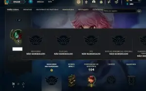 Unranked com 41 Champs e 8 Skins + 2 Fragmentos