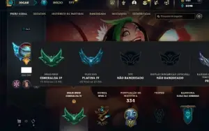 Esmeralda 4 com 95 Champs e 99 Skins + 1 Prestigio da Jinx