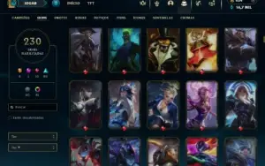 Ouro 3 com TODOS os champs e 230 Skins +9 Vitoriosas
