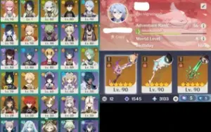 Conta Genshin 15 5*Estrelas Ar 56